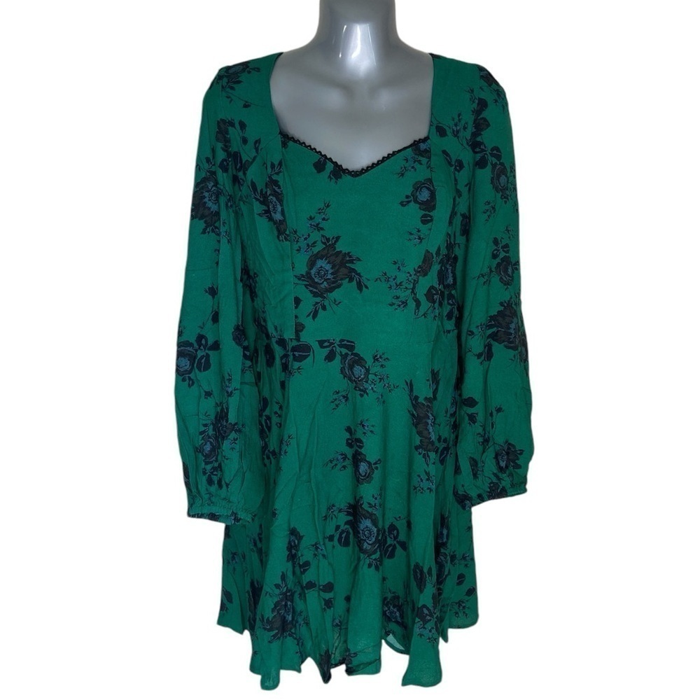 Band of the Free Gothic Emerald Black Whimsigoth Bohemian Sweetheart Dress L - Picture 3 of 9
